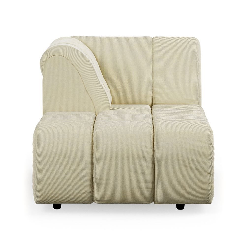 Wave couch: element left divan, corduroy rib, hay