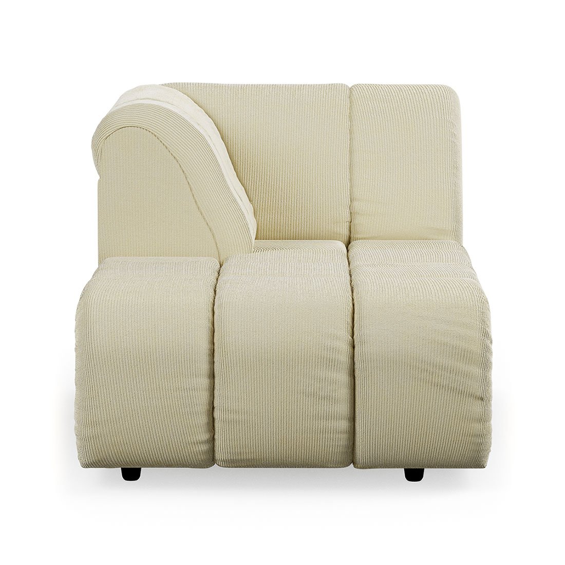 Wave couch: element left divan, corduroy rib, hay