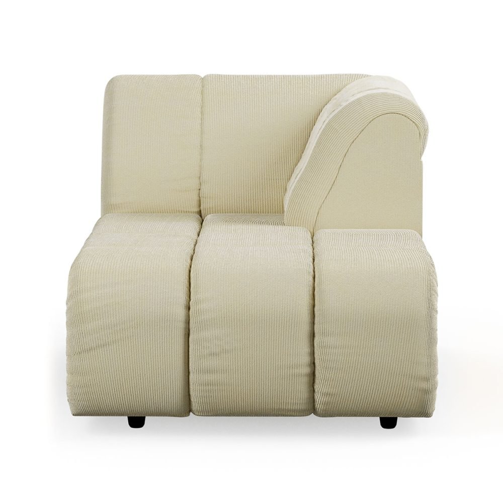 Wave couch: element right divan, corduroy rib, hay