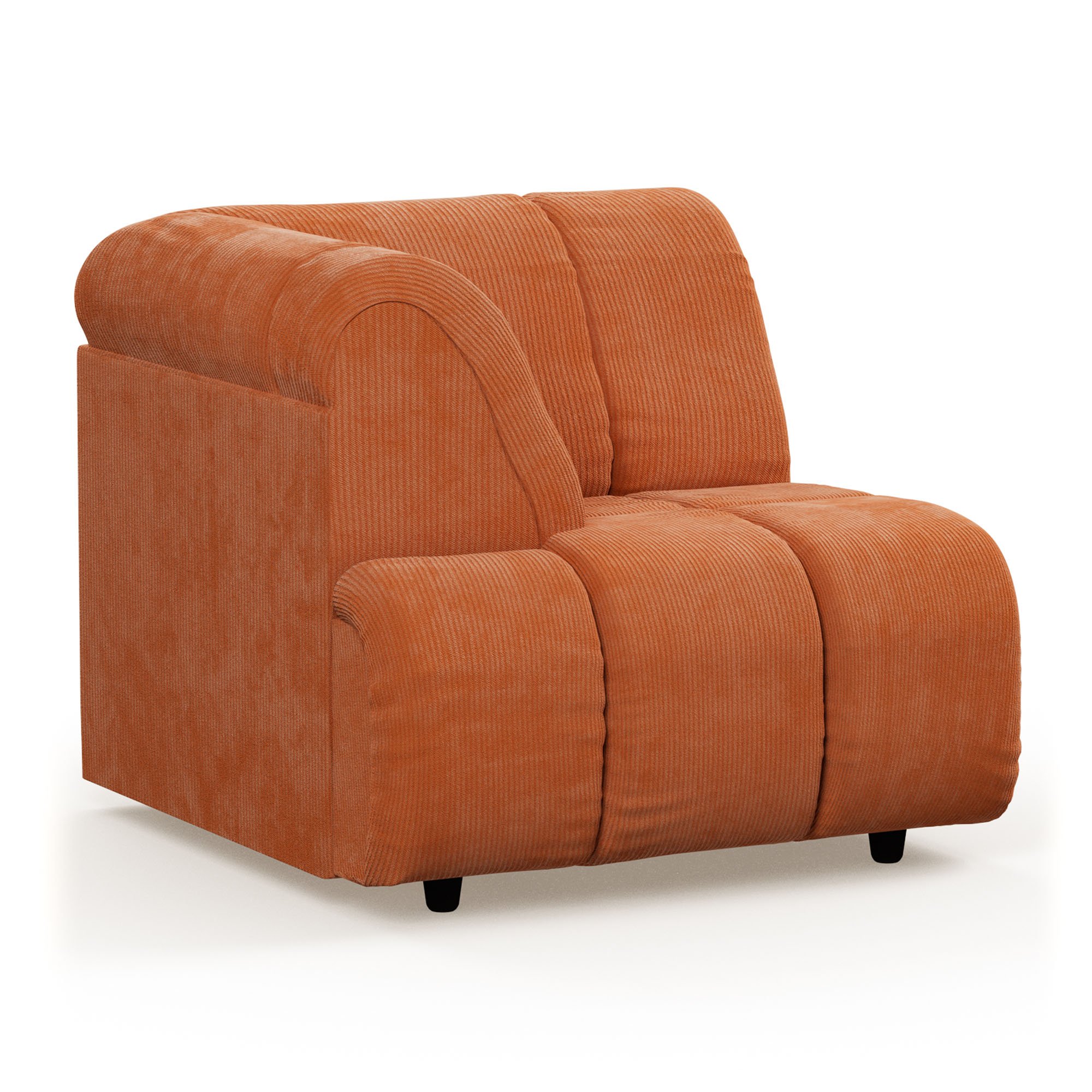 Wave couch: element left high arm, corduroy rib, dusty orang - Image 2