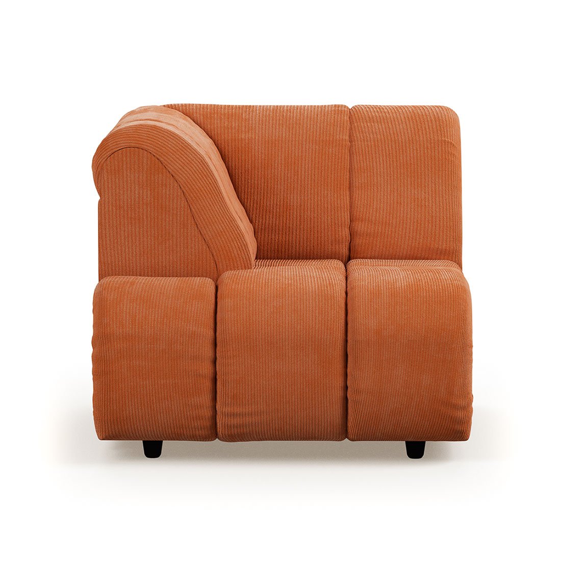 Wave couch: element left high arm, corduroy rib, dusty orang