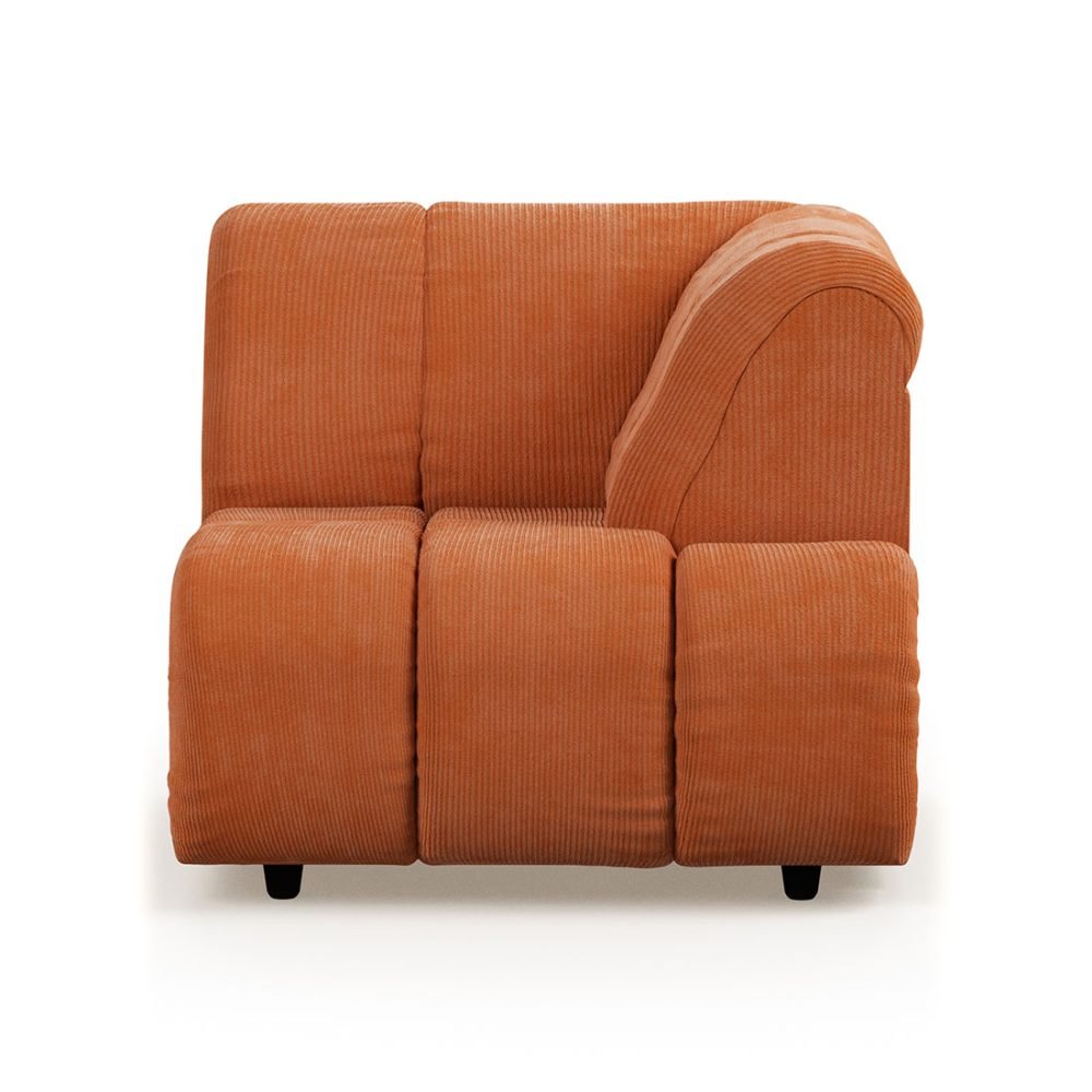 Wave couch: element right high arm, corduroy rib, dusty oran
