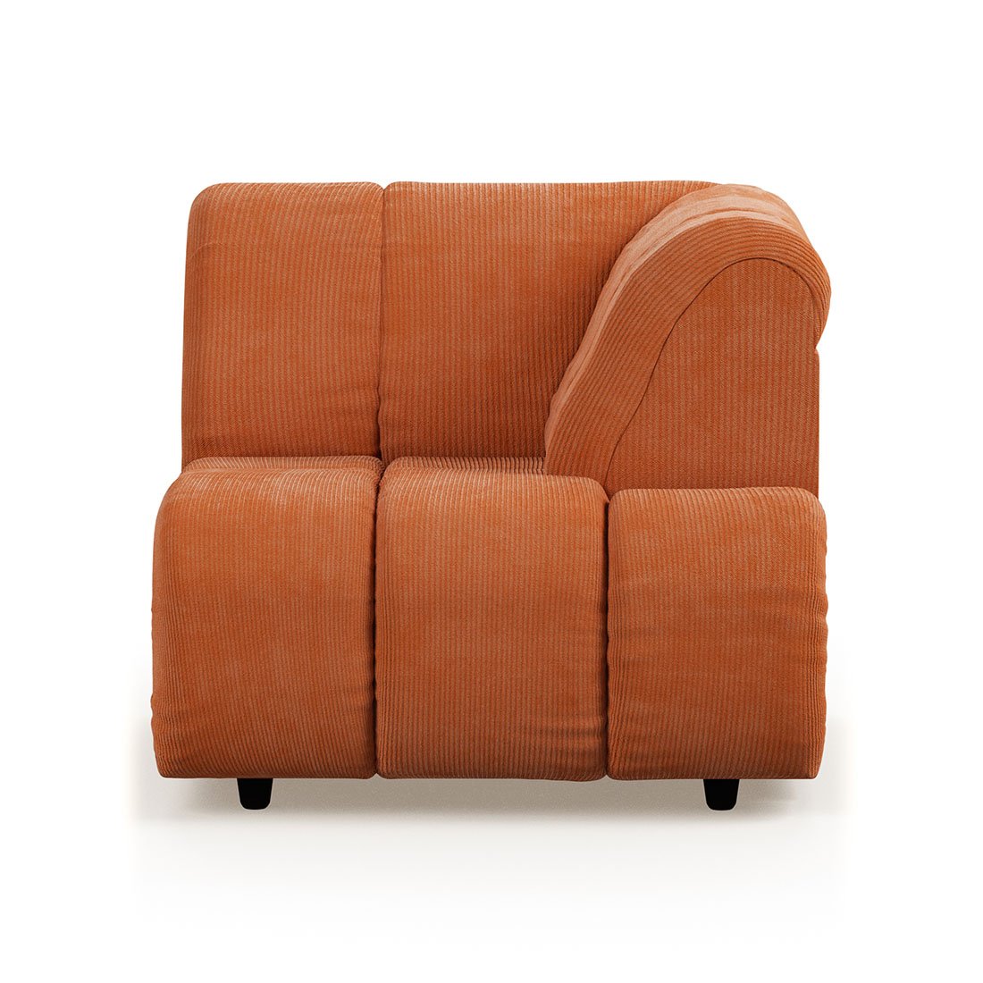 Wave couch: element right high arm, corduroy rib, dusty oran