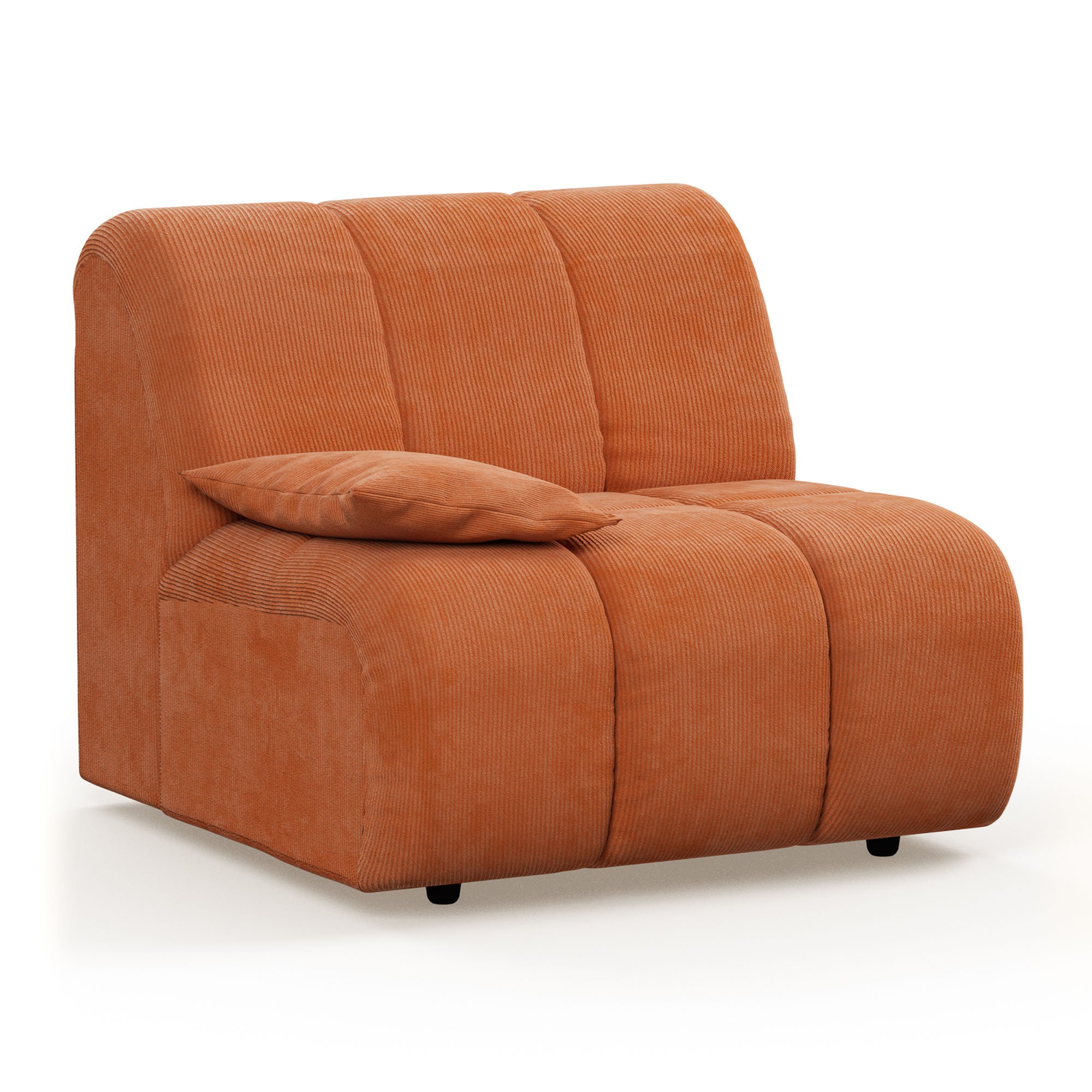 Wave couch: element left low arm, corduroy rib, dusty orange - Image 2