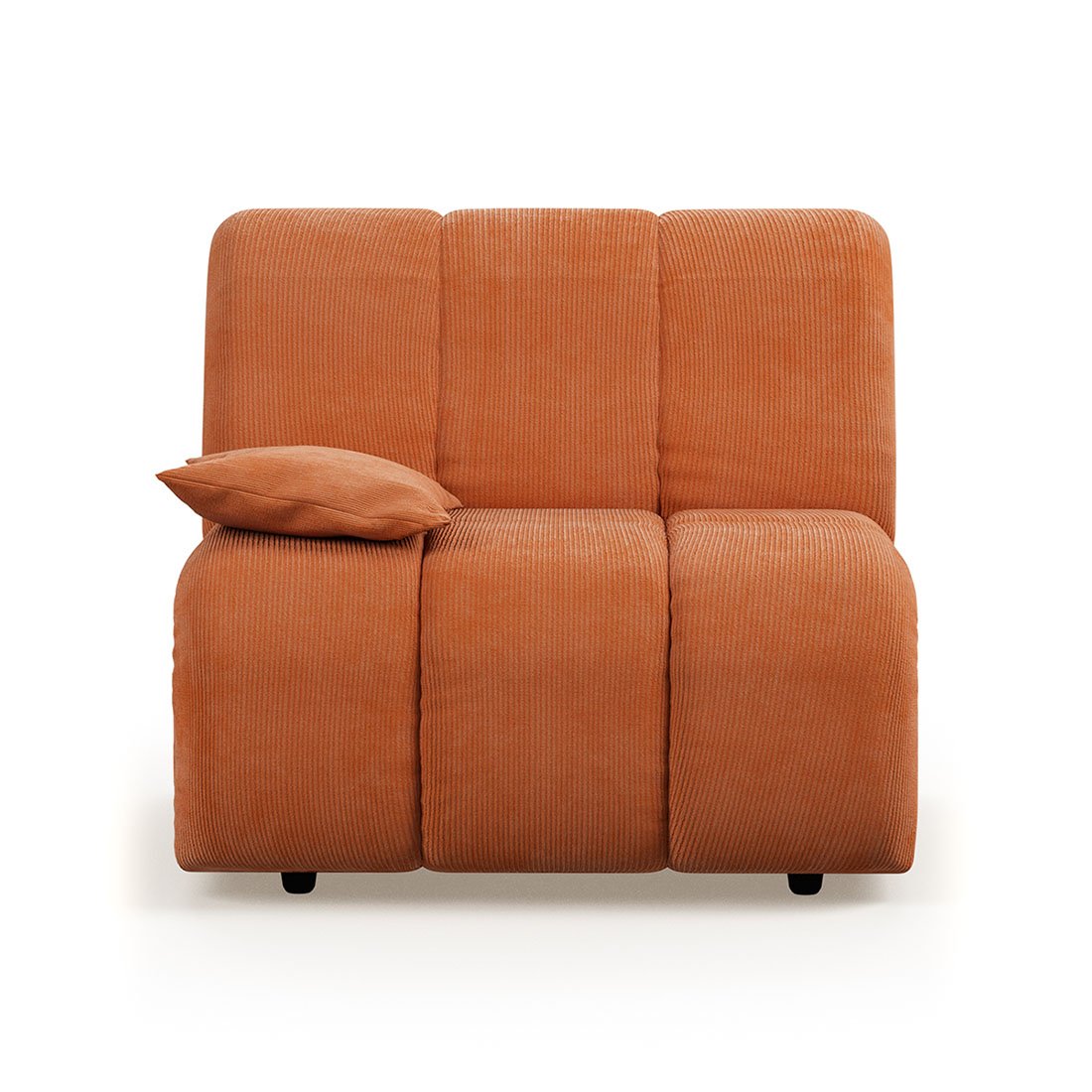 Wave couch: element left low arm, corduroy rib, dusty orange