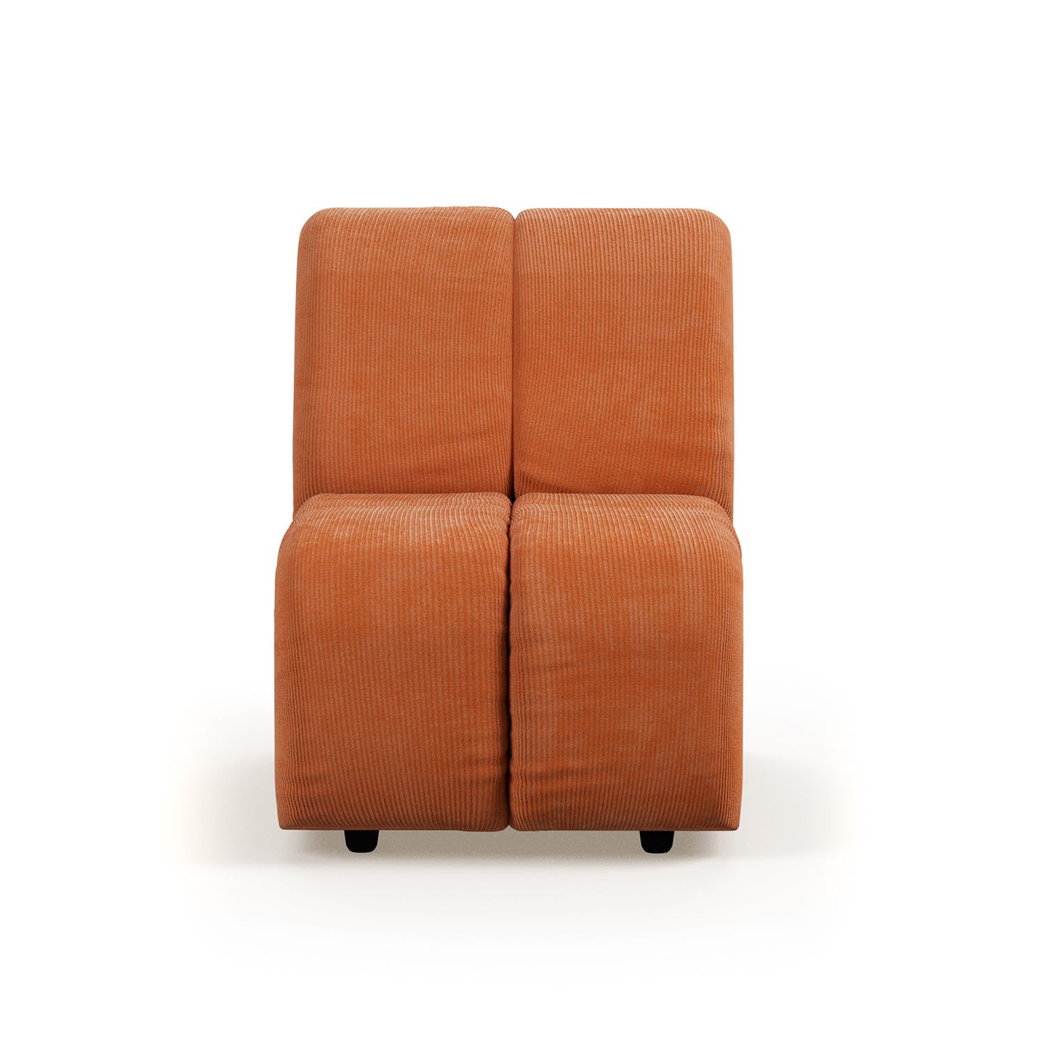 Wave couch: element middle small, corduroy rib, dusty orange