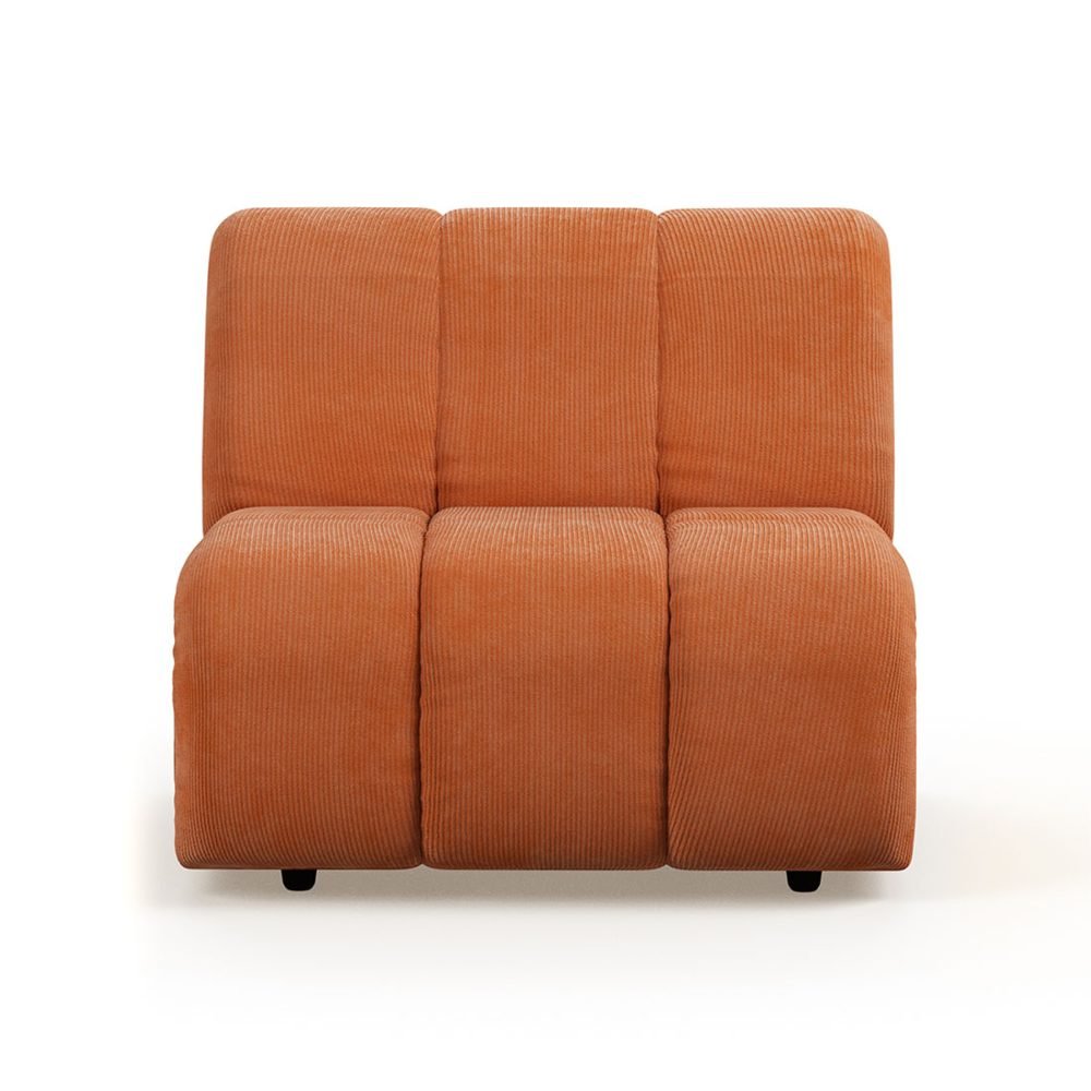 Wave couch: element middle, corduroy rib, dusty orange
