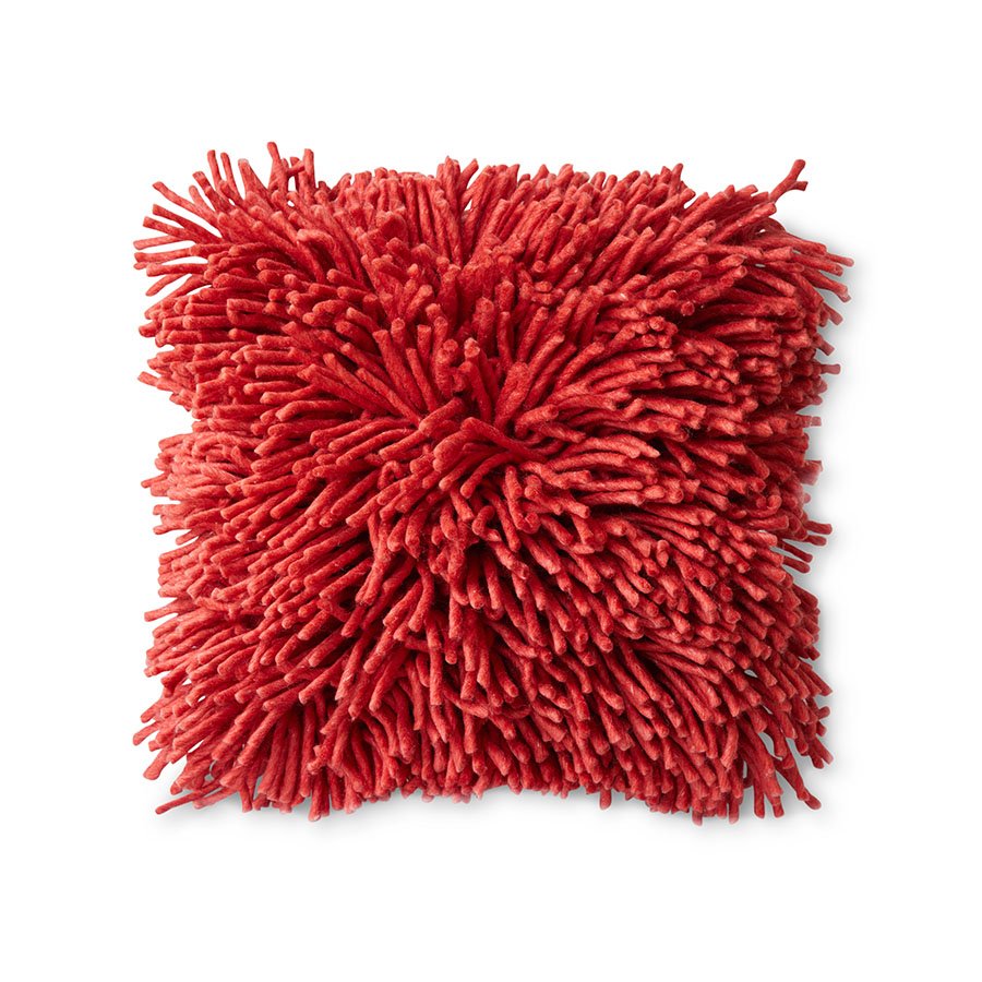 Rugged woolen cushion cherry red (50x50cm)