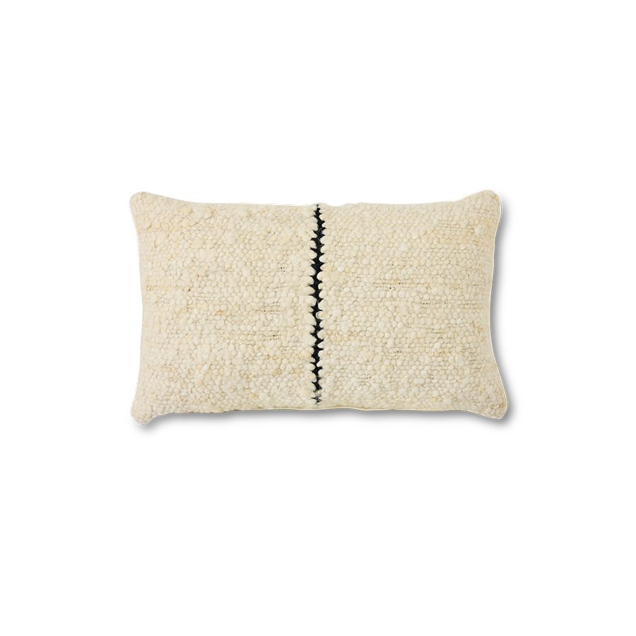 Natural wool striped cushion (50x30cm)