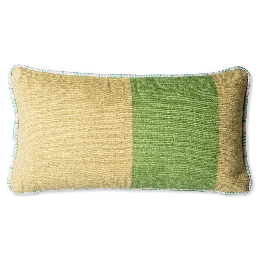 Hand woven wool cushion green (38x74)