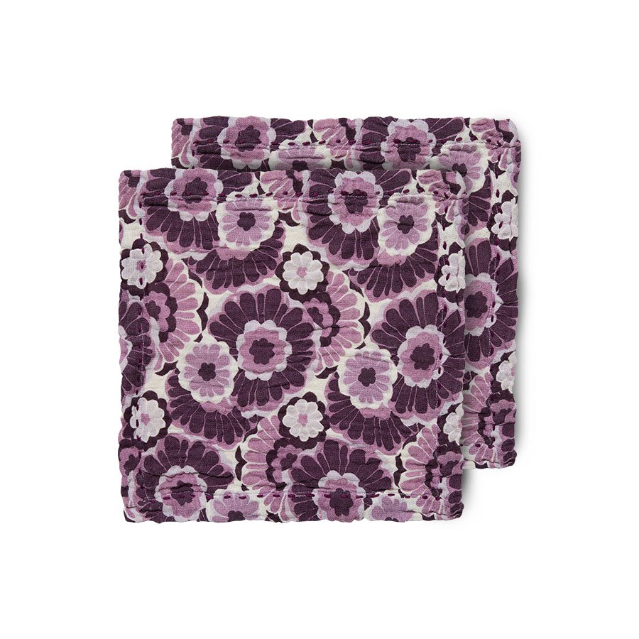 Cotton napkins floral burgundy (set of 2)