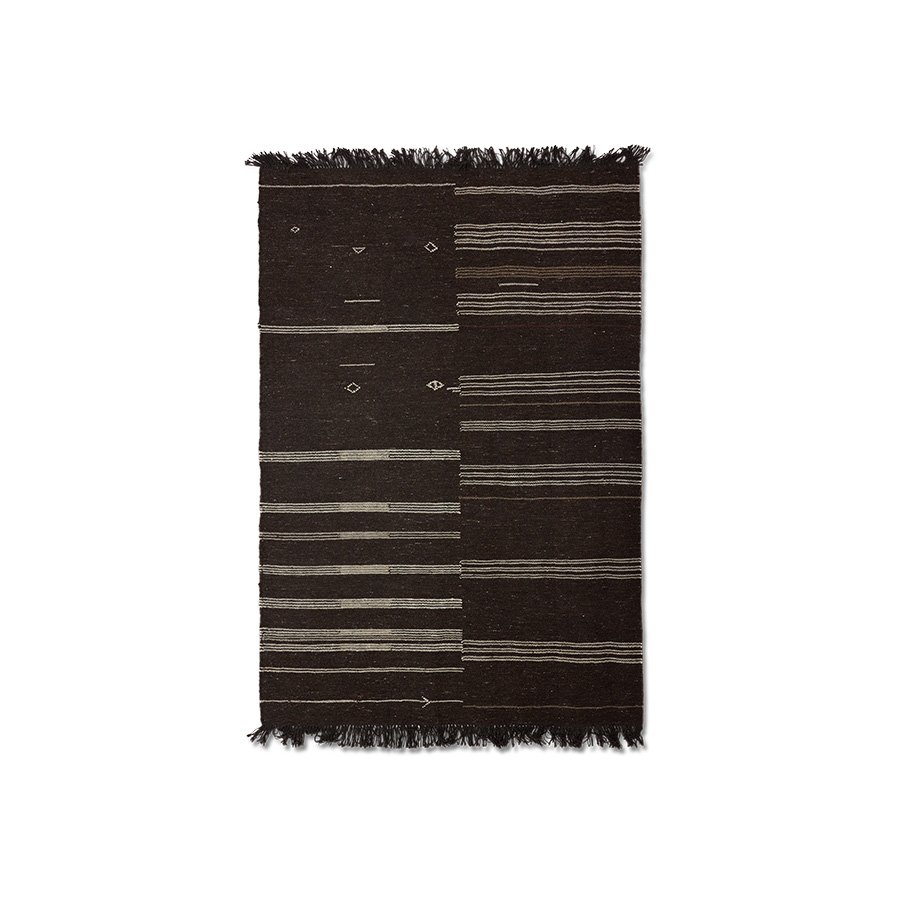 Striped woolen kelim brown (150x240cm)