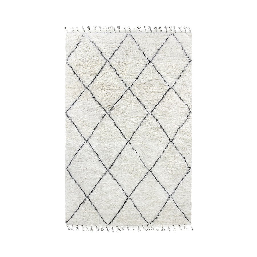 Woolen berber rug black/white (200x300)