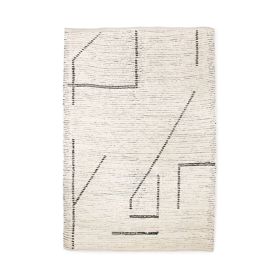 Hand woven cotton rug cream/charcoal (200x300)