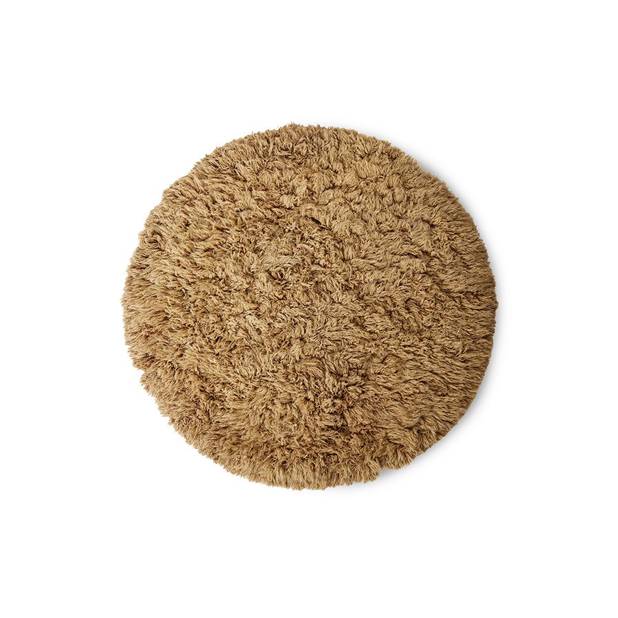 Fluffy round rug caramel (200x200cm)