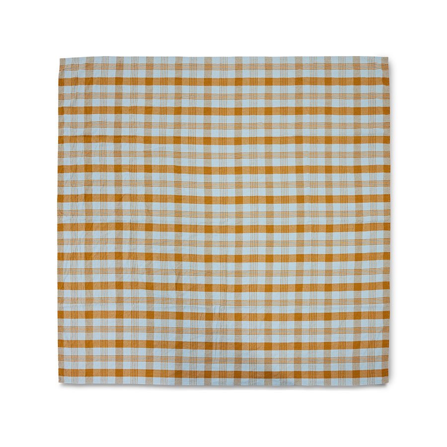 Vida check table cloth amber/blue (180x180cm)