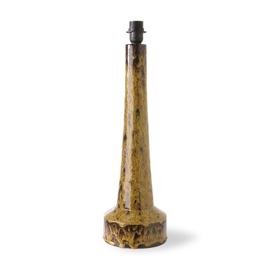 Retro stoneware lamp base mustard
