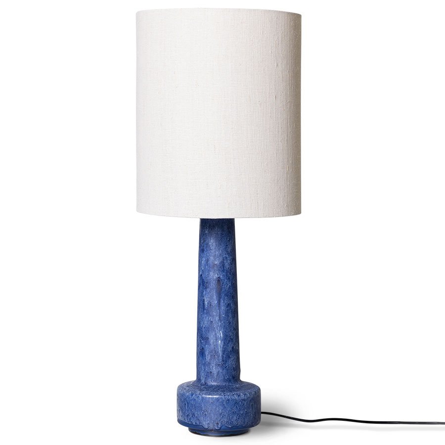 Retro stoneware lamp base, blue
