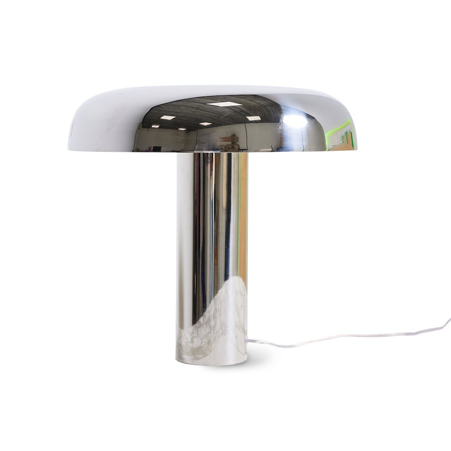 Mushroom table lamp, chrome