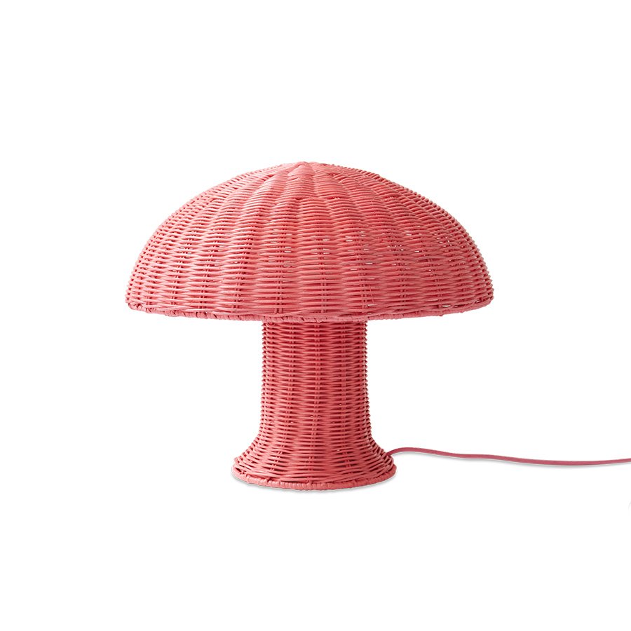 Rattan table lamp blush