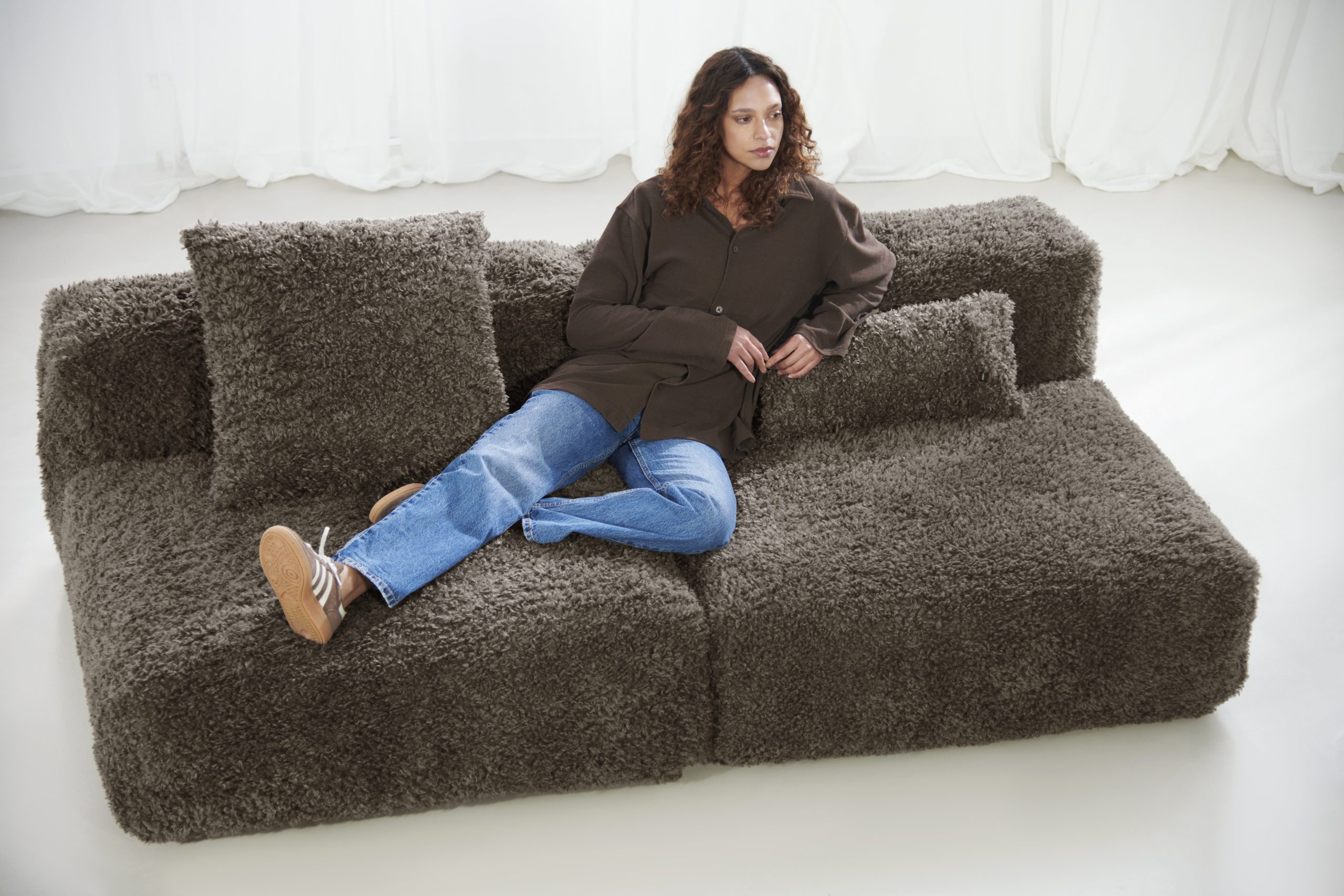 vetsak | Sofa Set 01 Large - doodle - cacao | Modular Sofa | 3.5 Seater