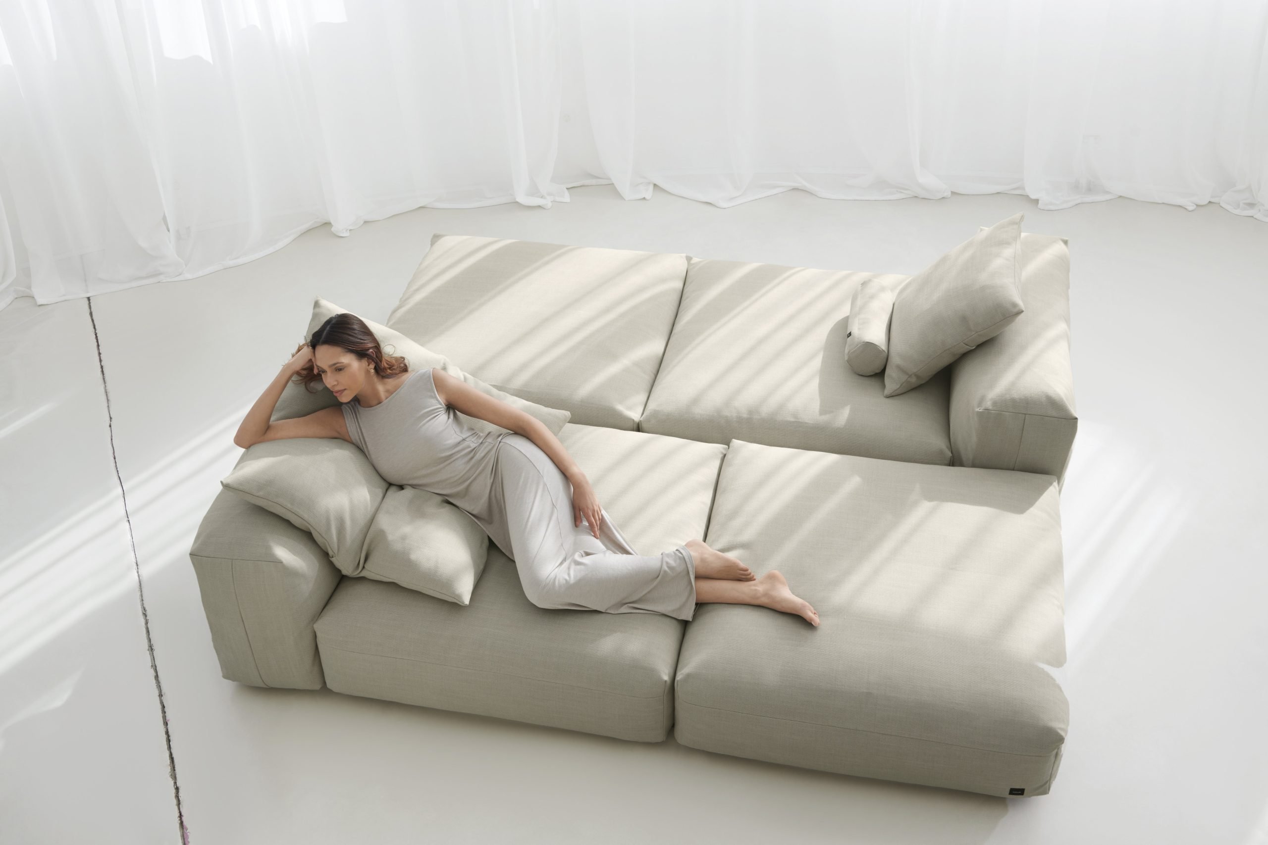vetsak | Sofa Set 08 - Daybed - pique - beige | Modular Sofa | 6 Seater | Outdoor Island | Double lounger