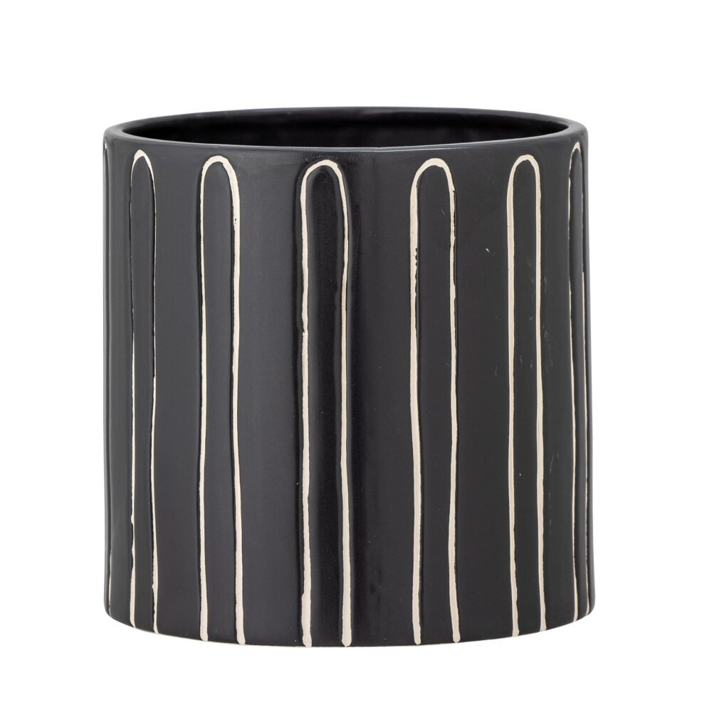 Troy Flowerpot, Black, Stoneware