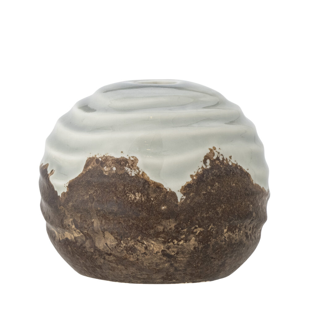 Paula Candle Holder, Brown, Stoneware