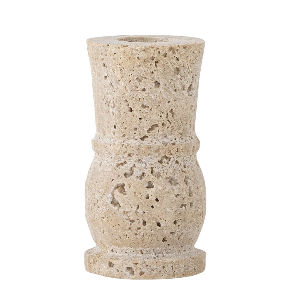 Ilise Candle Holder, Nature, Travertine