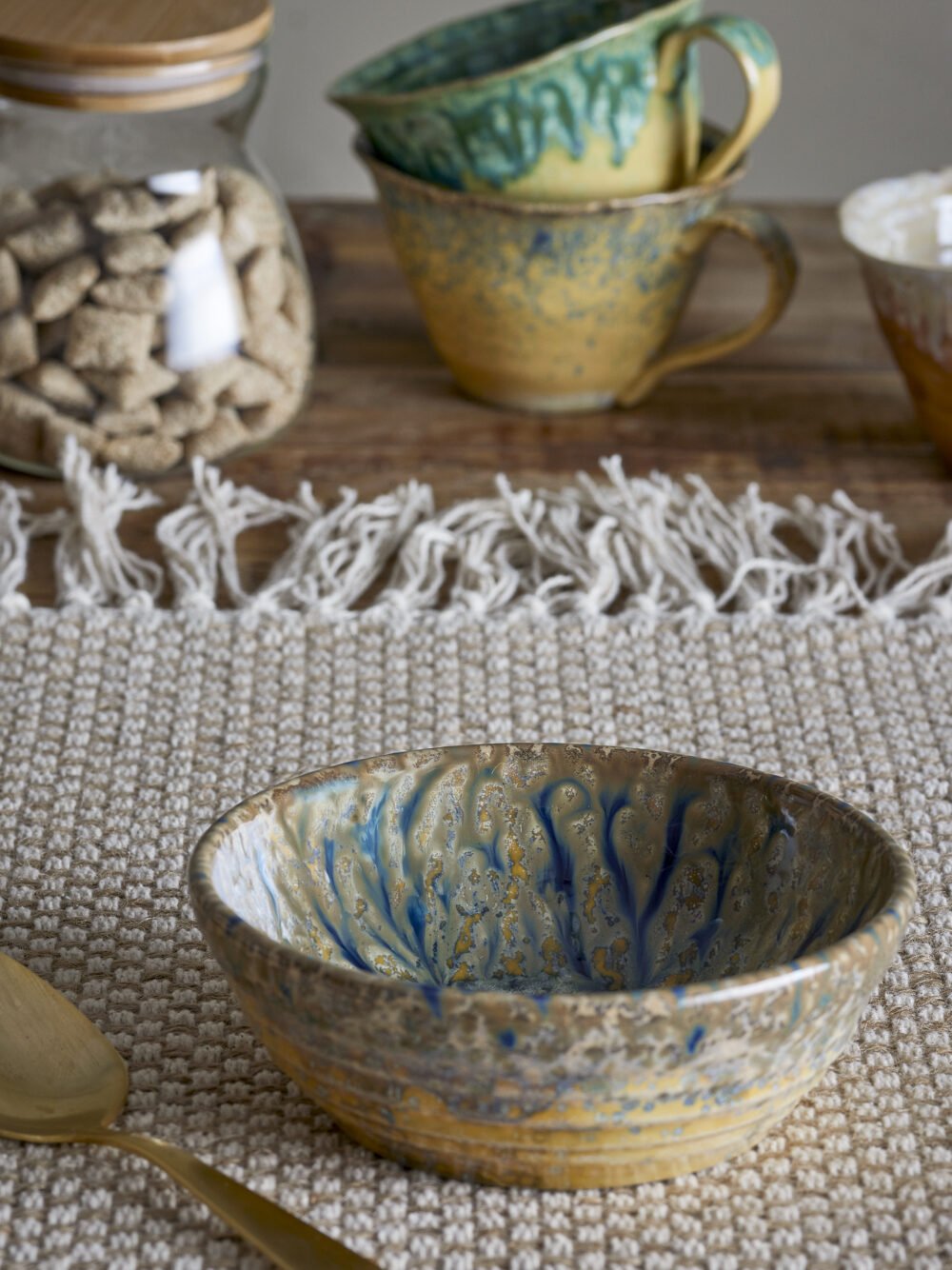 Milani Bowl, Blue, Stoneware - Image 4