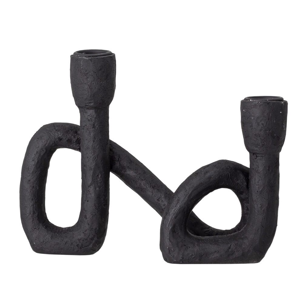 Mashel Candle Holder, Black, Polyresin