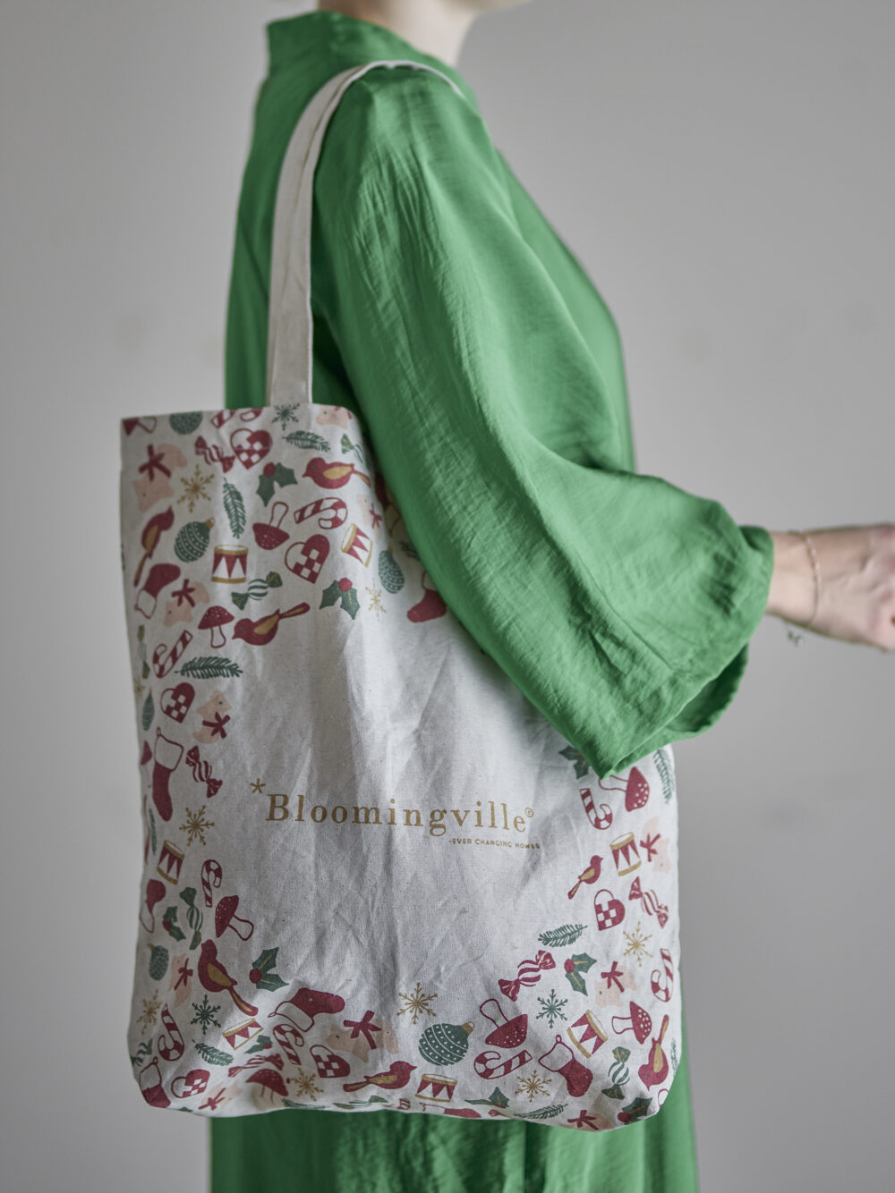 Yule Tote Bag, Red, Cotton - Image 4
