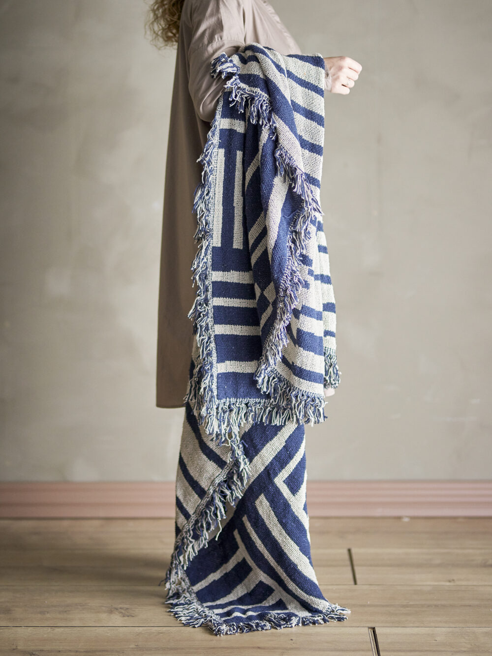 Frankie Throw, Blue, Recycled Cotton - Image 4