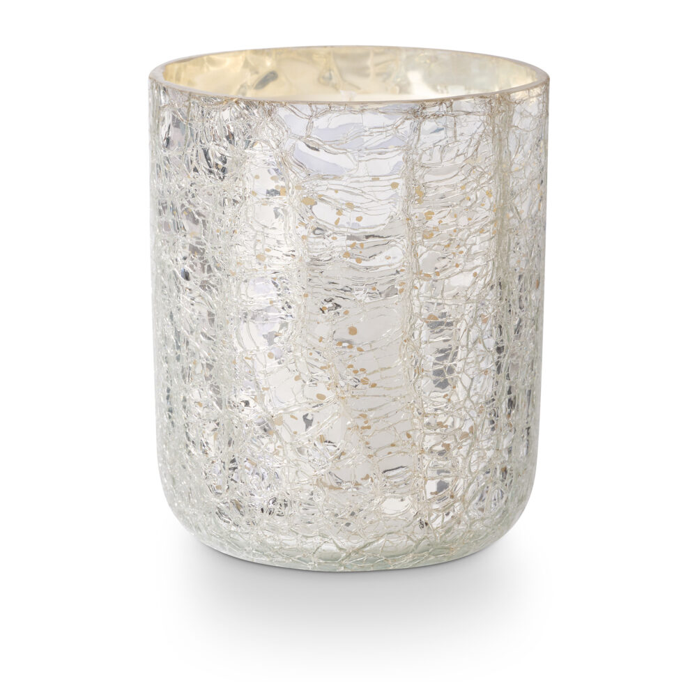 North Sky Crackle Glass Candle, Blue,