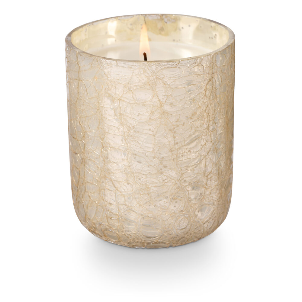 Winter White Crackle Glass Candle, White, - Image 3