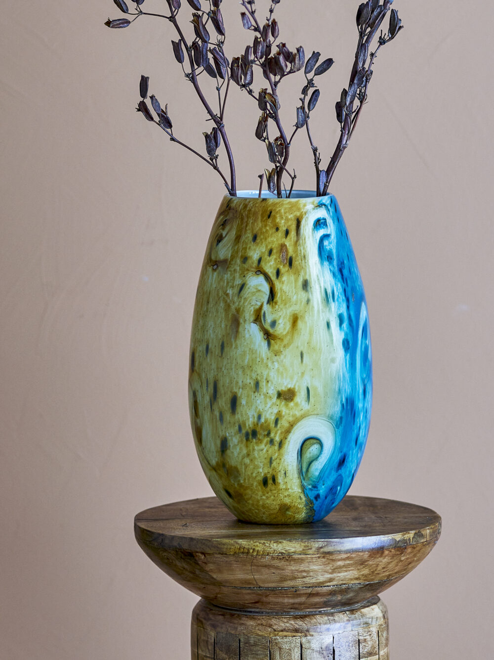 Kalian Vase, Blue, Glass - Image 5