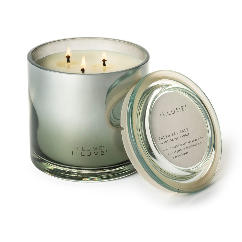 Fresh Sea Salt Statement Glass Candle, Blue, - Image 3