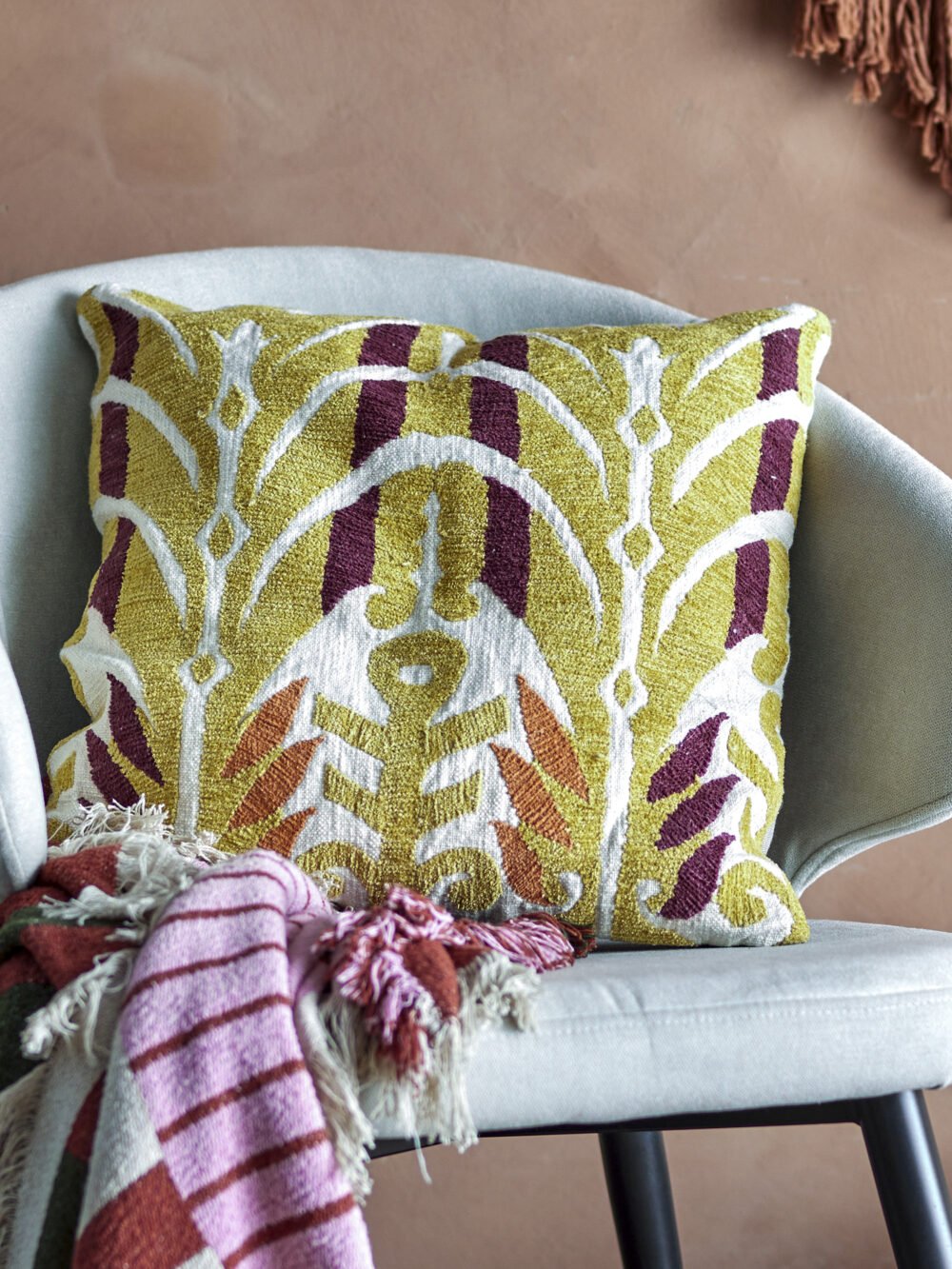 Newbury Cushion, Yellow, Cotton - Image 3