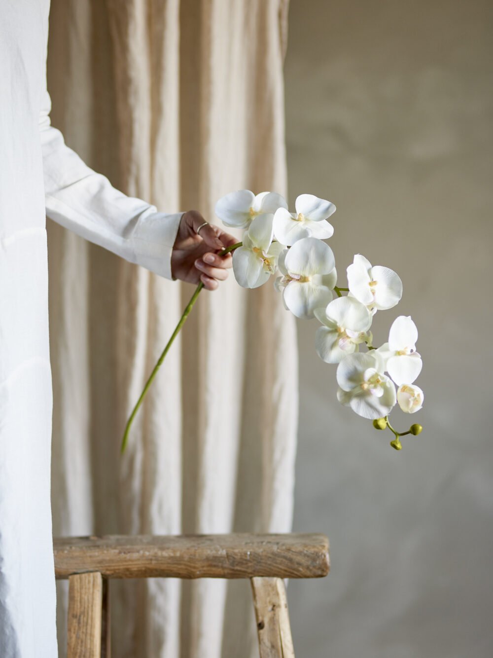 Orchid Stem, White, Artificial Flowers - Image 3