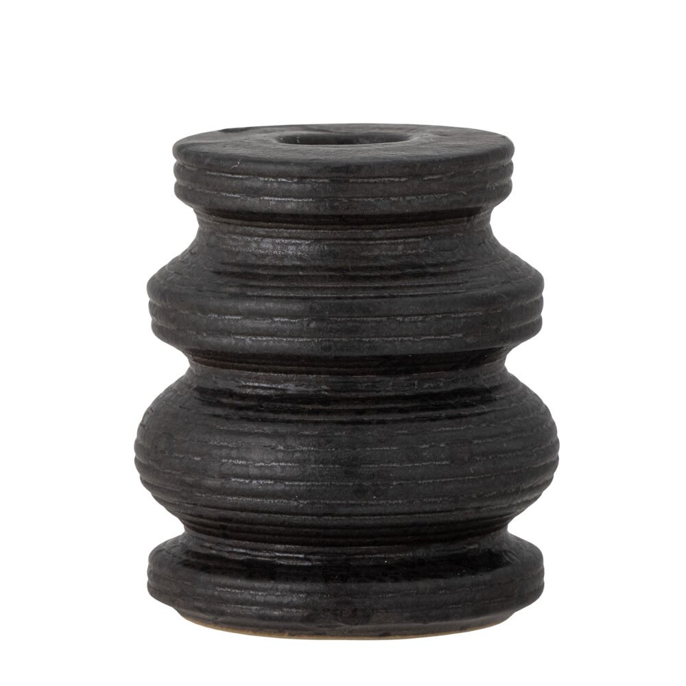 Idina Candle Holder, Black, Stoneware