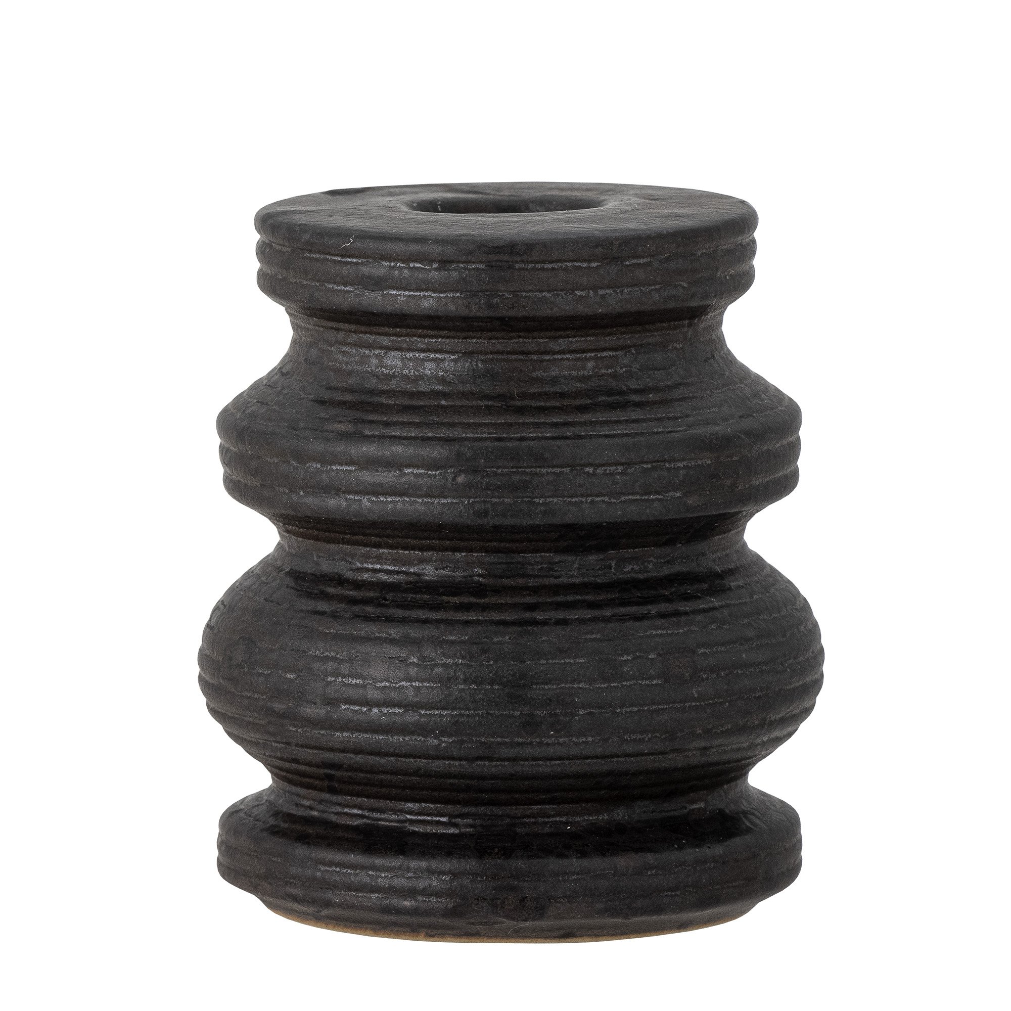Idina Candle Holder, Black, Stoneware