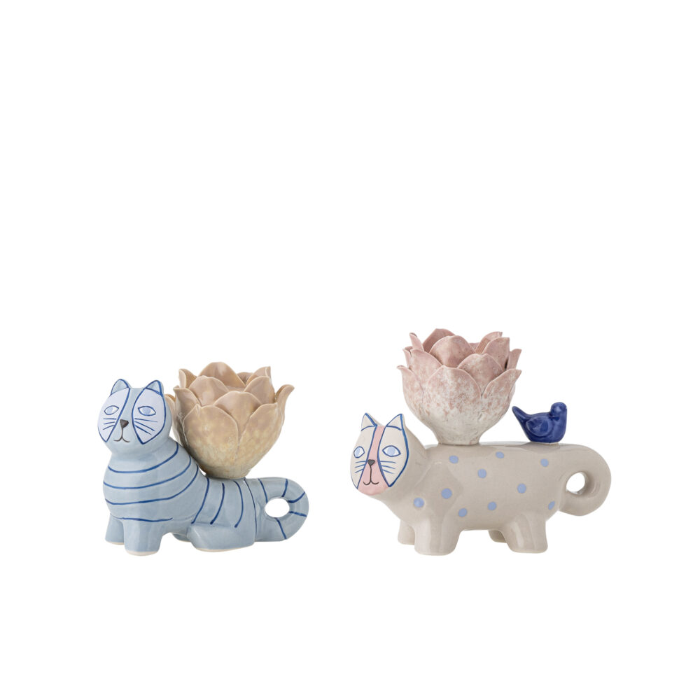 Missy Candle Holder, Blue, Stoneware