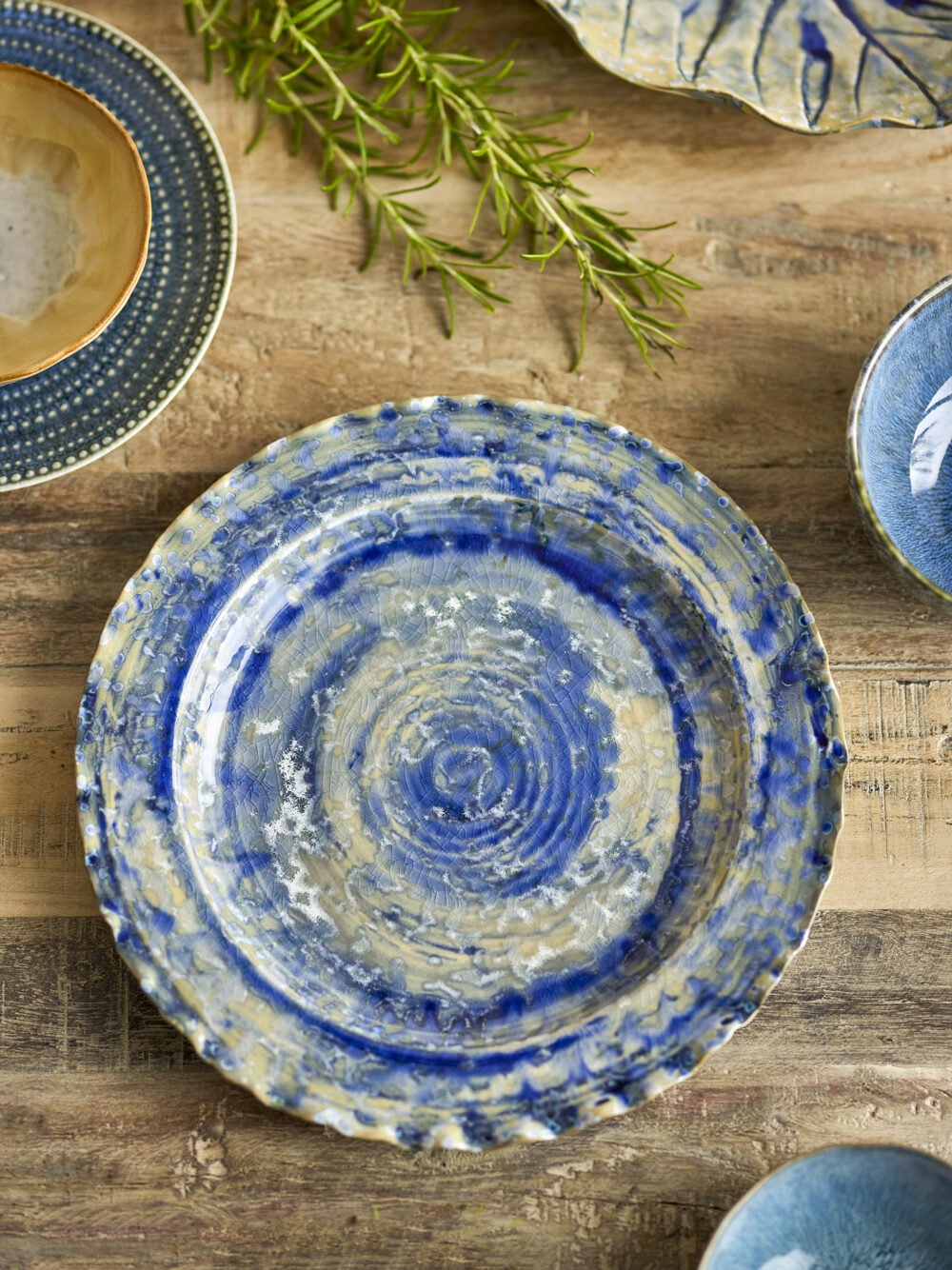 Rowan Serving Plate, Blue, Stoneware - Image 4