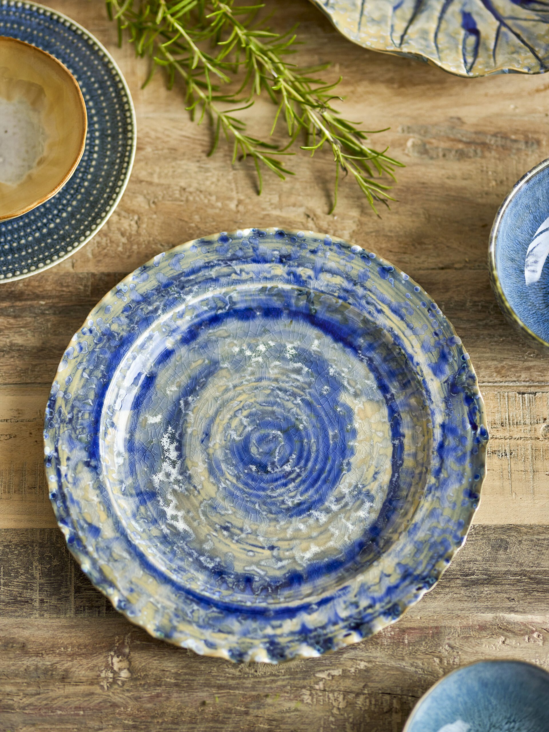 Rowan Serving Plate, Blue, Stoneware - Image 4