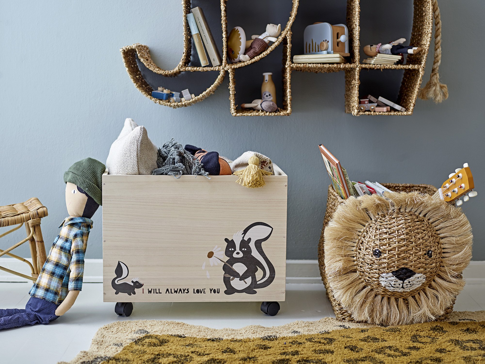 Nonni Storage  Box w/Wheels, Nature, Paulownia - Image 3