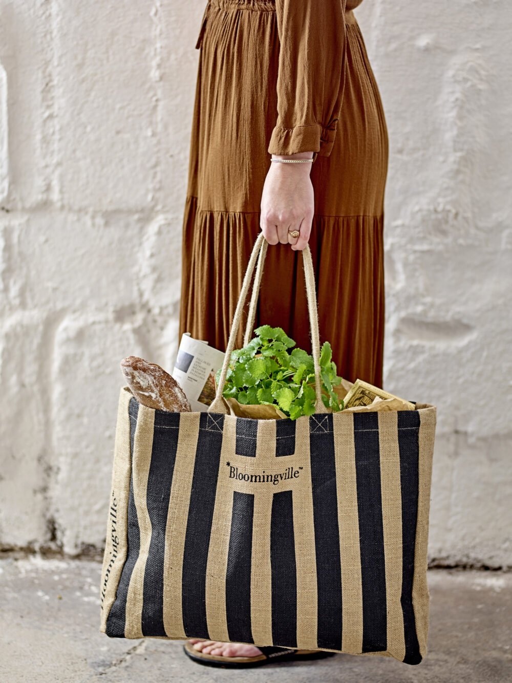 Bergamo Shopping Bag, Black, Jute - Image 4