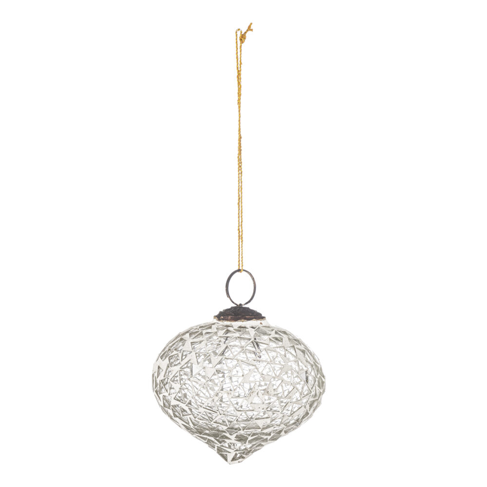 Nadine Ornament, White, Glass