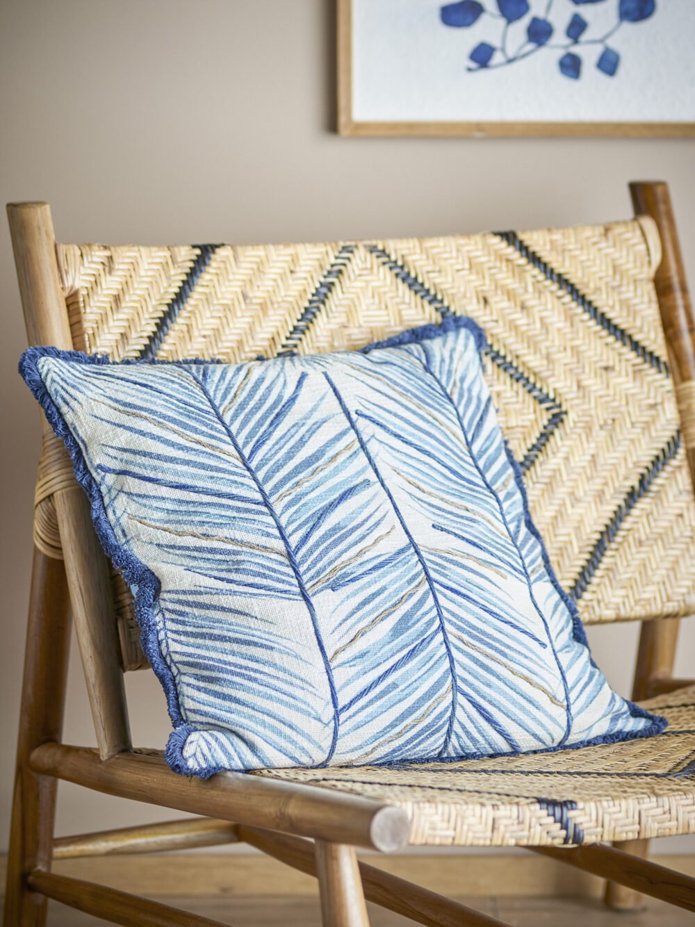 Laval Cushion, Blue, Cotton - Image 5