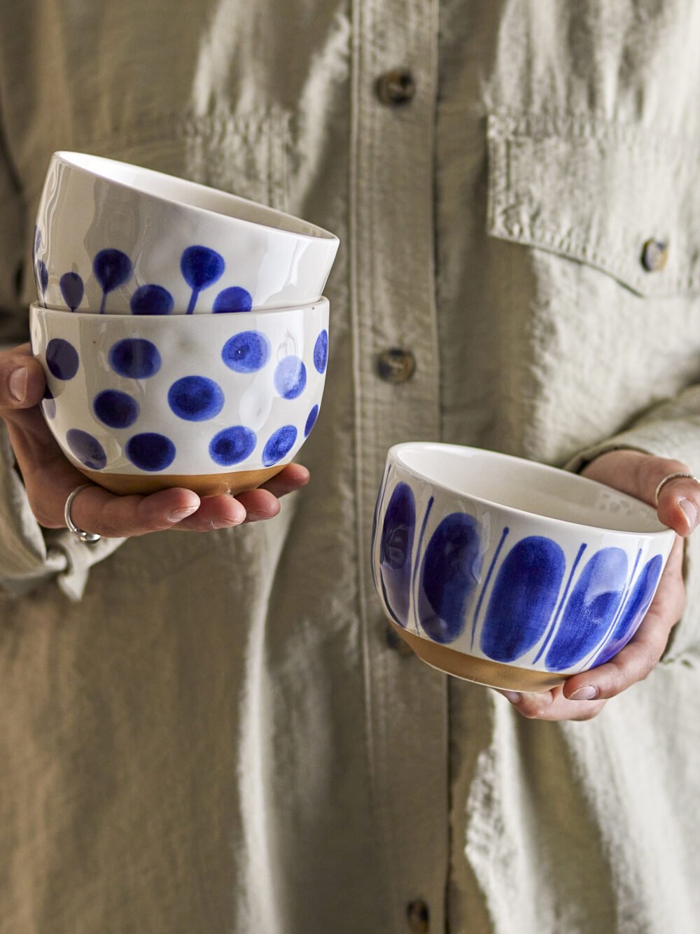 Linora Bowl, Blue, Stoneware - Image 2