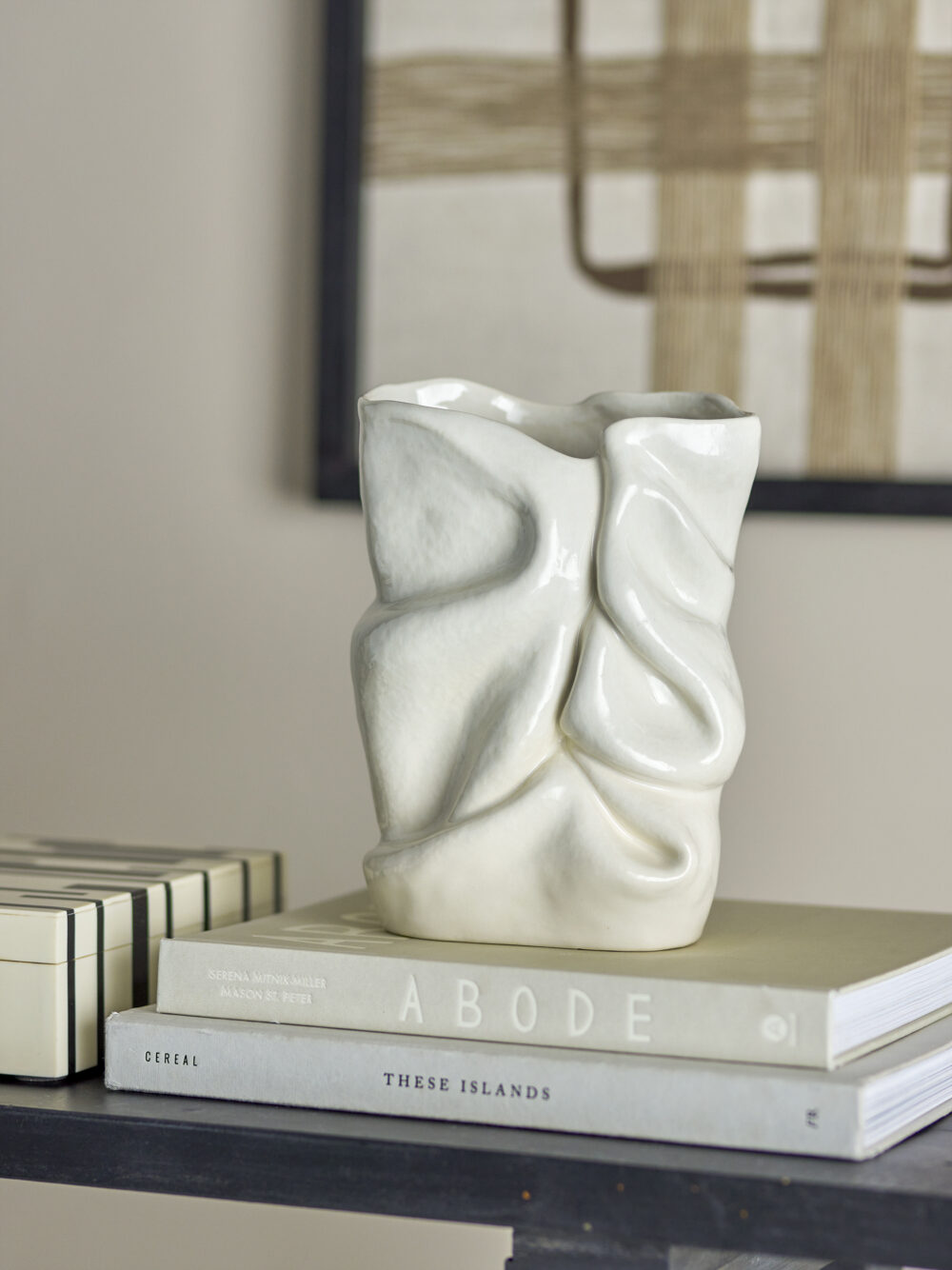 Fabrice Vase, White, Stoneware - Image 4